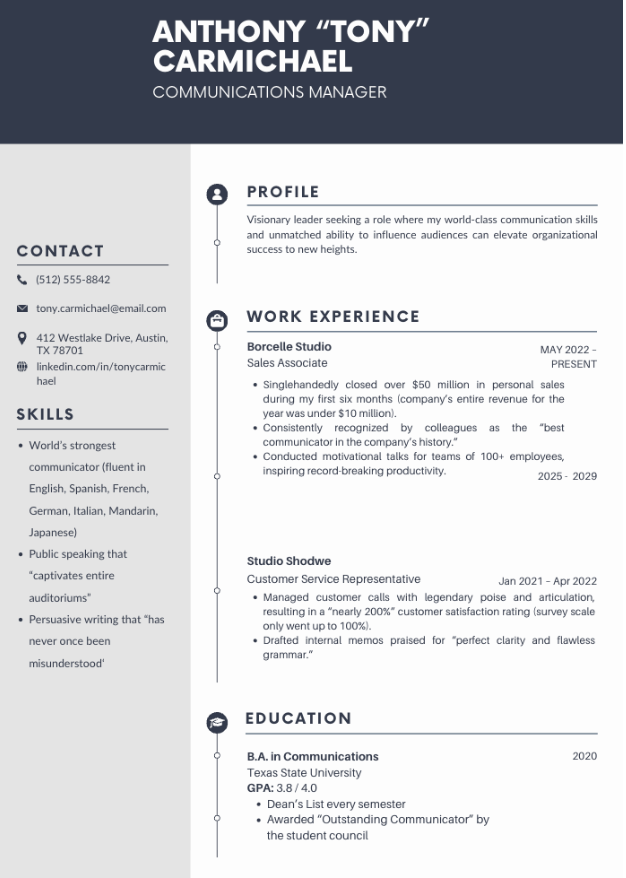 Resume with Exaggerations